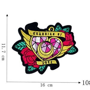 NWOT Anime Sailor Moon Gold Heart Embroidered Appliqué Iron-on Patch